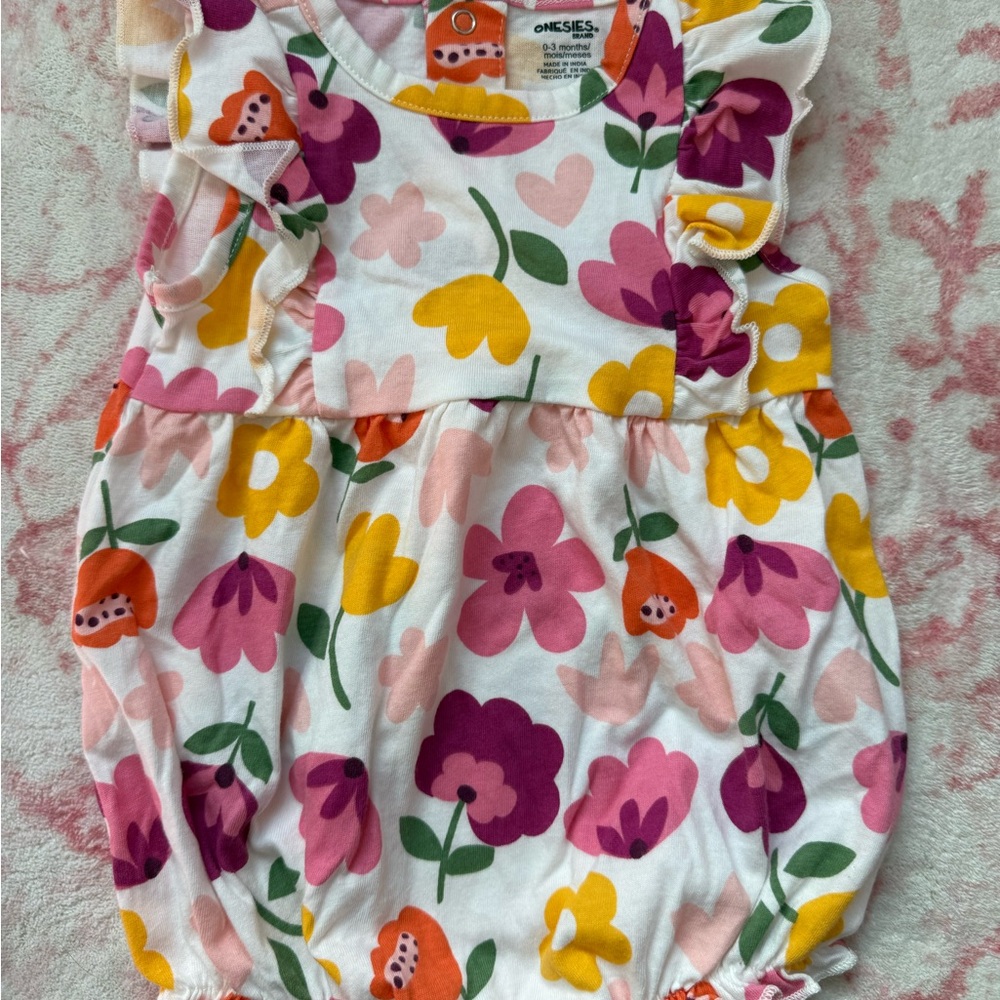 Floral Baby Onesie with Ruffle Sleeves